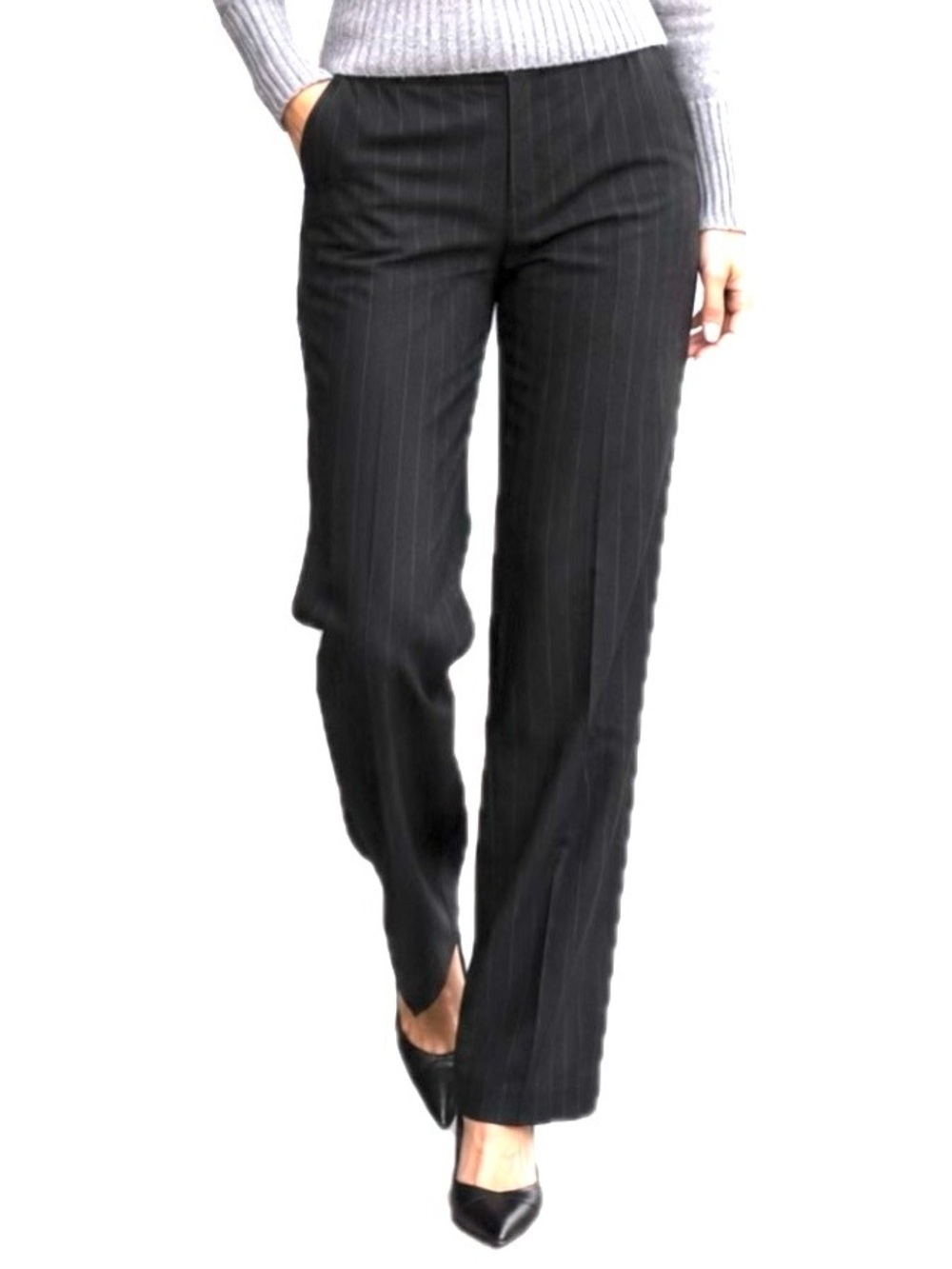 Faconnable Black Pin Striped Slacks.